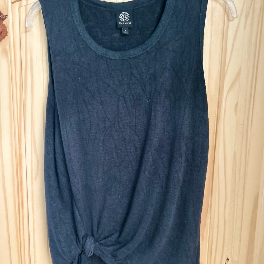 Bob Ray Blue Tie Front Tank Top
